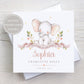 Personalised New Baby Girl Card, Welcome to the World Baby Girl, New Baby Card, Congratulations It's a Girl Card, Elephant Design