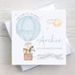 Personalised New Baby Boy Wrapping Paper | Welcome to the World Baby Boy Gift Wrap with Name and Birth Date | Safari Hot Air Balloon Design