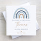 Personalised New Baby Boy Card, Welcome to the World Baby Boy, New Baby Card, Congratulations It's a Boy Card, Blue Rainbow Design