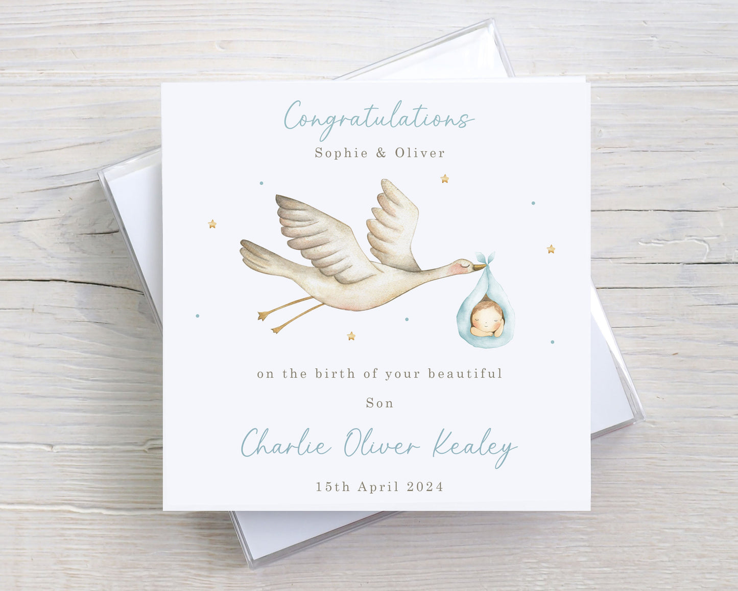 Personalised New Baby Boy, Baby Girl Card, Welcome to the World Baby, Personalised Card for New Parents and New Grandparents, Colour Choices