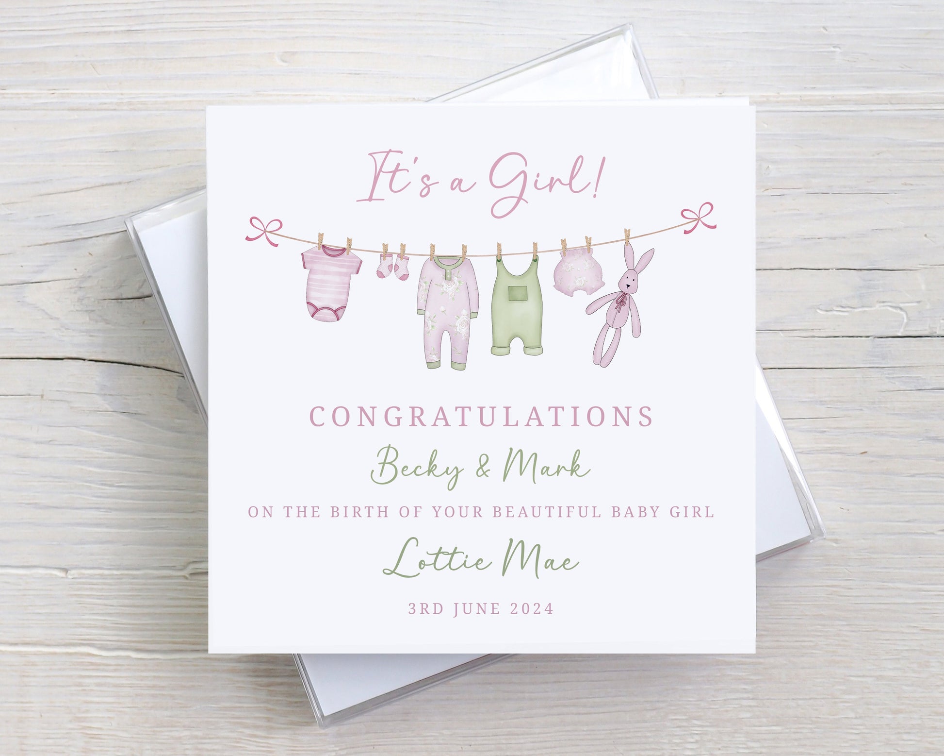 Personalised New Baby Boy, Baby Girl Card, Welcome to the World Baby, Personalised Card for New Parents and New Grandparents, Colour Choices