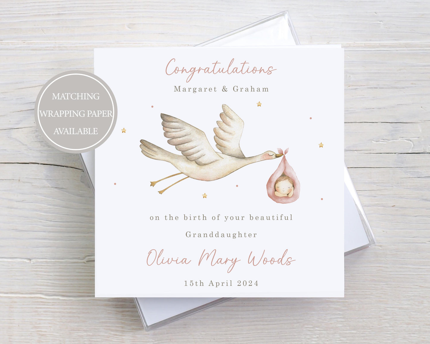 Personalised New Baby Boy, Baby Girl Card, Welcome to the World Baby, Personalised Card for New Parents and New Grandparents, Colour Choices