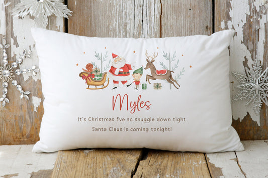 Christmas Eve Pillowcase | Personalised Christmas Eve Pillow Cover | Christmas Eve Box Filler | Santa's On His Way Tonight Pillowcase