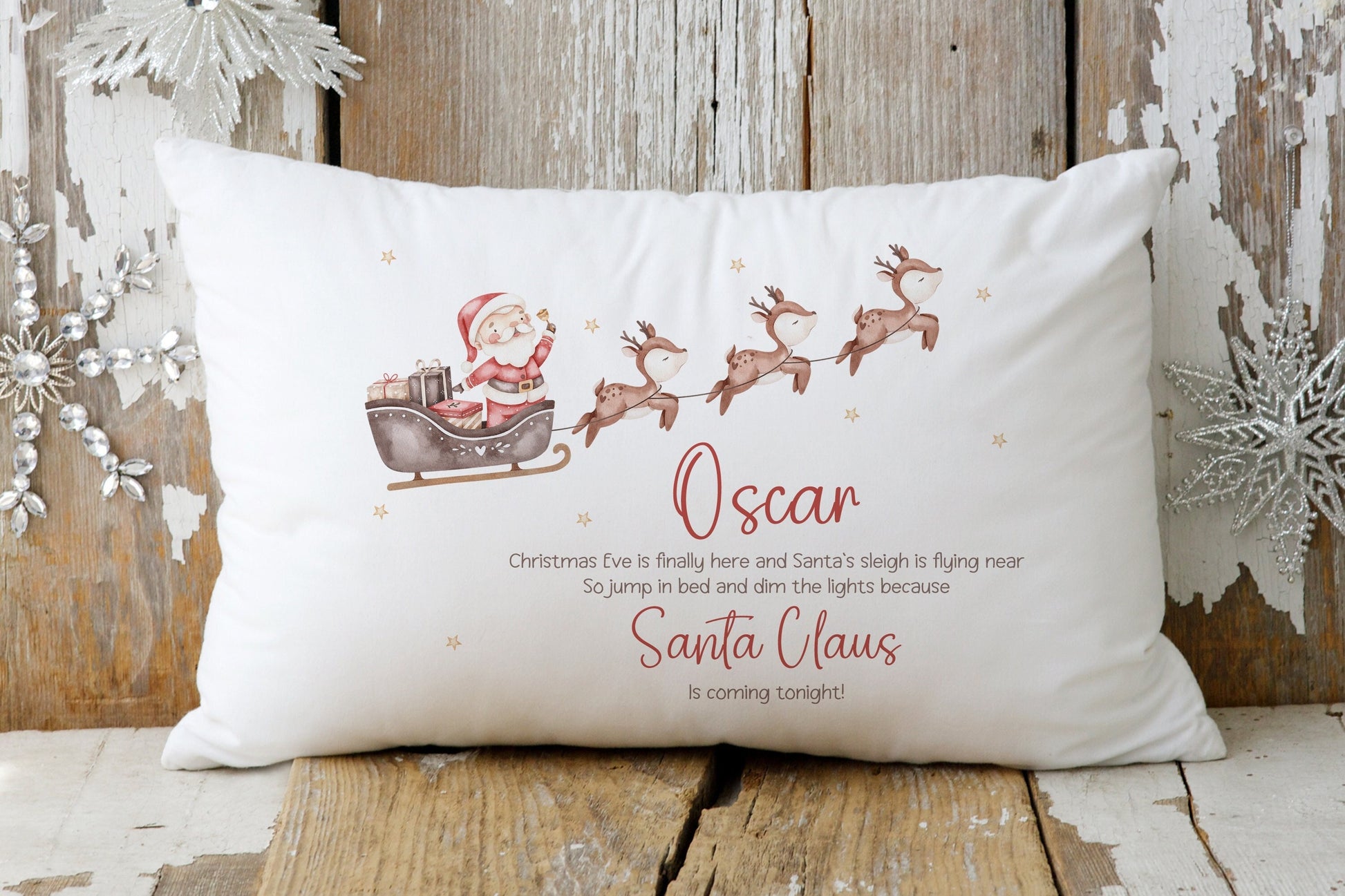 Christmas Eve Pillowcase | Personalised Christmas Eve Pillow Cover | Christmas Eve Box Filler | Santa's On His Way Tonight Pillowcase