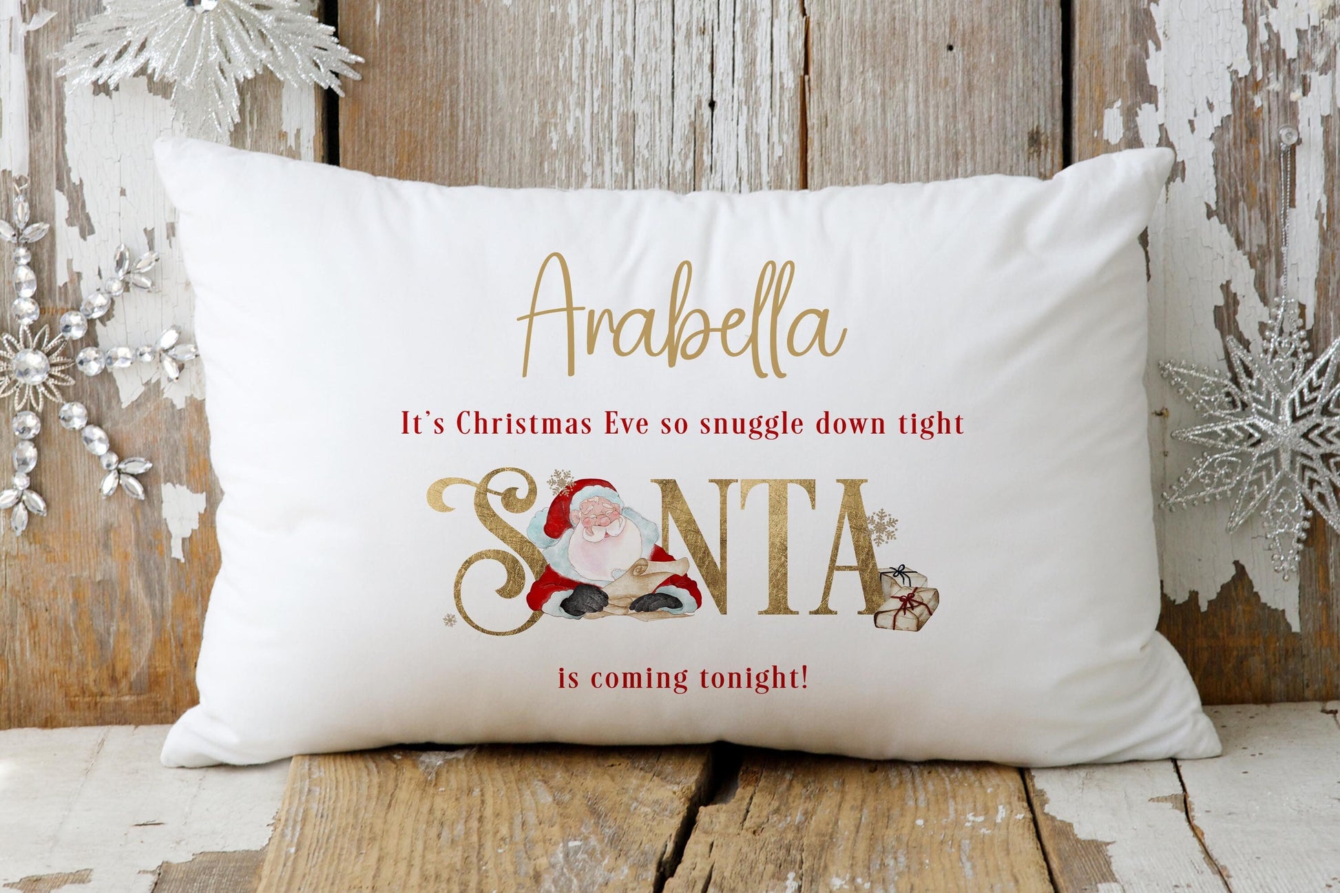 Christmas Eve Pillowcase | Personalised Christmas Eve Pillow Cover | Christmas Eve Box Filler | Santa's On His Way Tonight Pillowcase