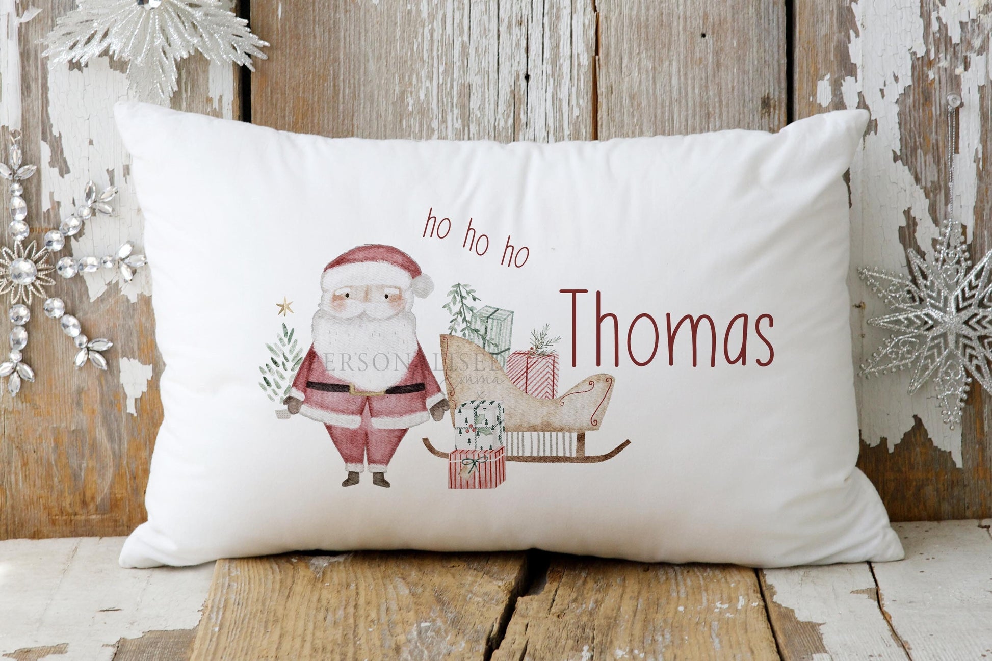 Christmas Eve Pillowcase | Personalised Christmas Eve Pillow Cover | Christmas Eve Box Filler | Ho Ho Ho Santa & Sleigh Christmas Pillowcase