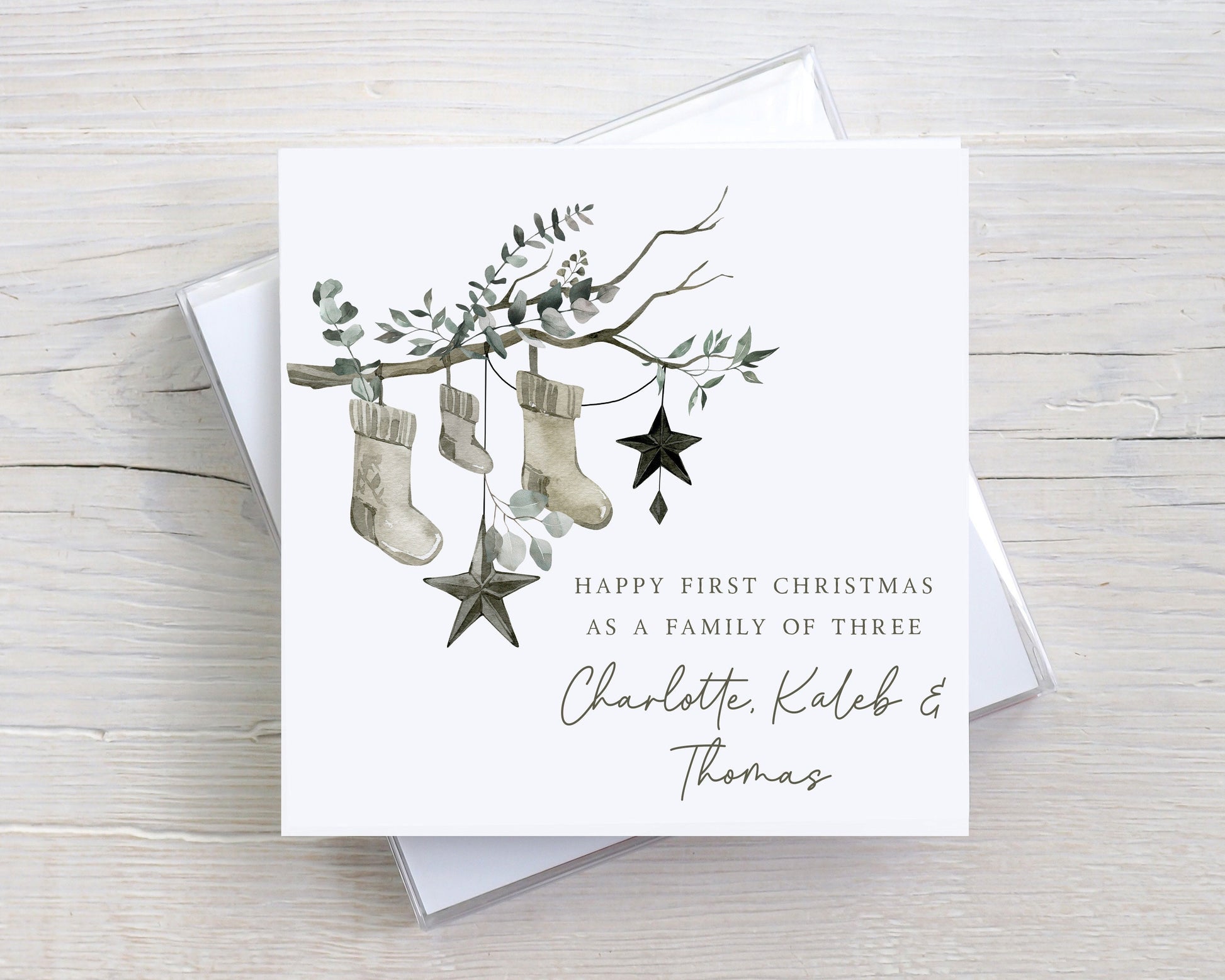 First Christmas as a Family Card | Personalised 1st Christmas as a Family of 3 | First Christmas as Mummy, Daddy and Baby Personalised Card