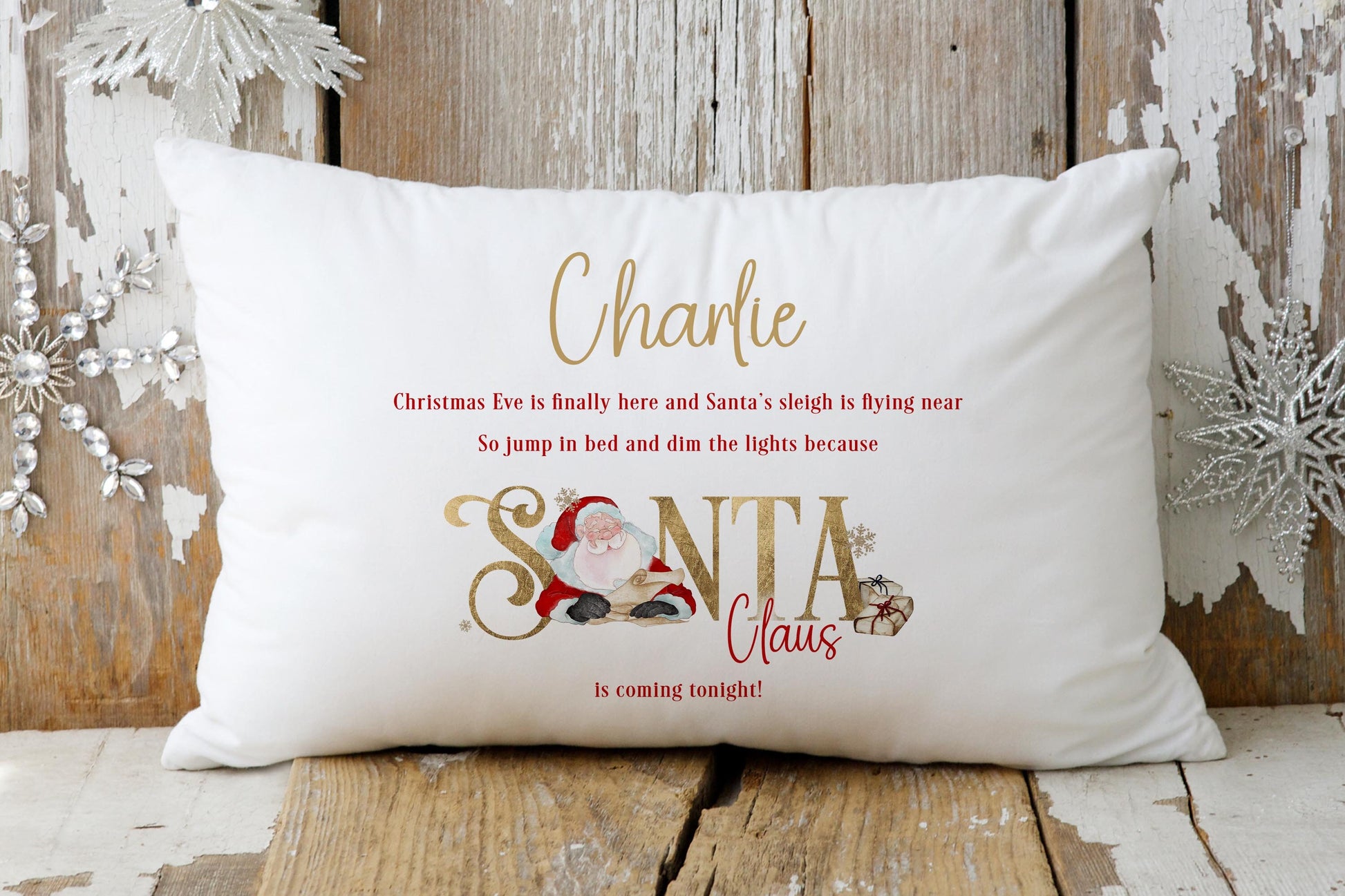 Christmas Eve Pillowcase | Personalised Christmas Eve Pillow Cover | Christmas Eve Box Filler | Santa's On His Way Tonight Pillowcase