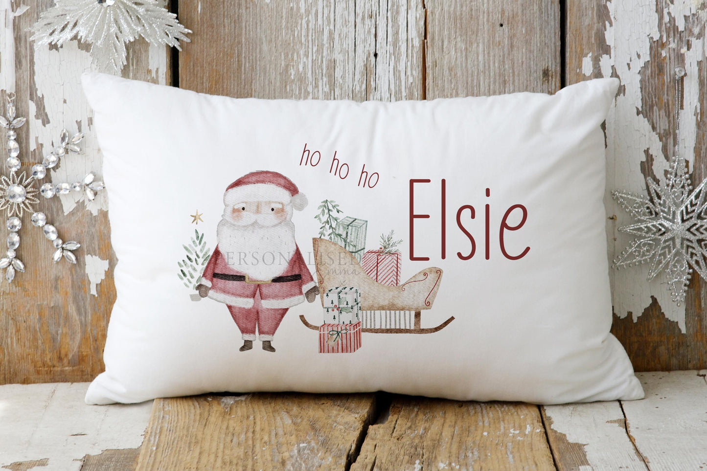 Christmas Eve Pillowcase | Personalised Christmas Eve Pillow Cover | Christmas Eve Box Filler | Ho Ho Ho Santa & Sleigh Christmas Pillowcase