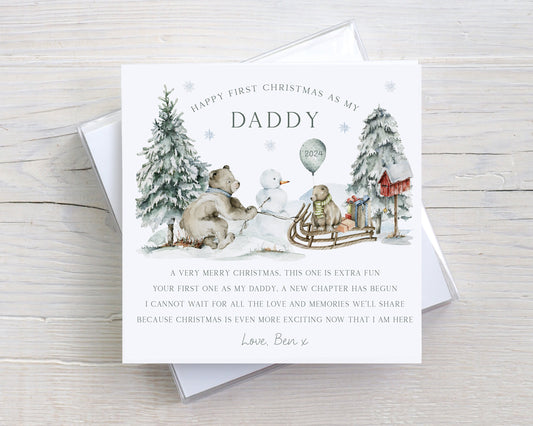 Personalised Happy First Christmas as my Daddy, Grandad, Grandpa, Godfather, Uncle Card, 1st Christmas Card from New Baby, Keepsake Card