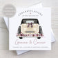 Personalised Wedding Card, Congratulations on your Wedding Day, for the Bride and Groom, Just Married Card with Wedding Car Design