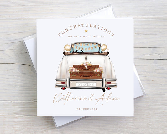 Wedding Gift Wrap Personalised with Names & Date, Congratulations on your Wedding Day Wrapping Paper, Mr and Mrs Gift Wrap, Wedding Car Wrap