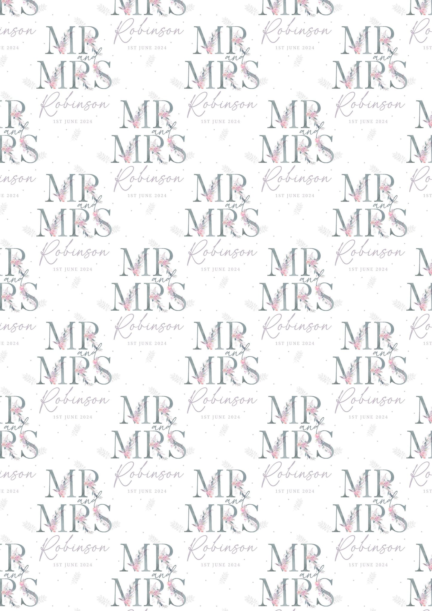 Personalised Wedding Card, Congratulations on your Wedding Day, New Mr and Mrs Card, Just Married Card with Floral Letters