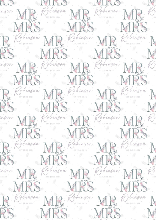 Personalised Wedding Card, Congratulations on your Wedding Day, New Mr and Mrs Card, Just Married Card with Floral Letters