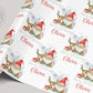 Christmas Gift Wrapping Paper, Personalised Kids Christmas Wrapping Paper, Santa Gnome and Reindeer Christmas Gift Wrap for Her for Him