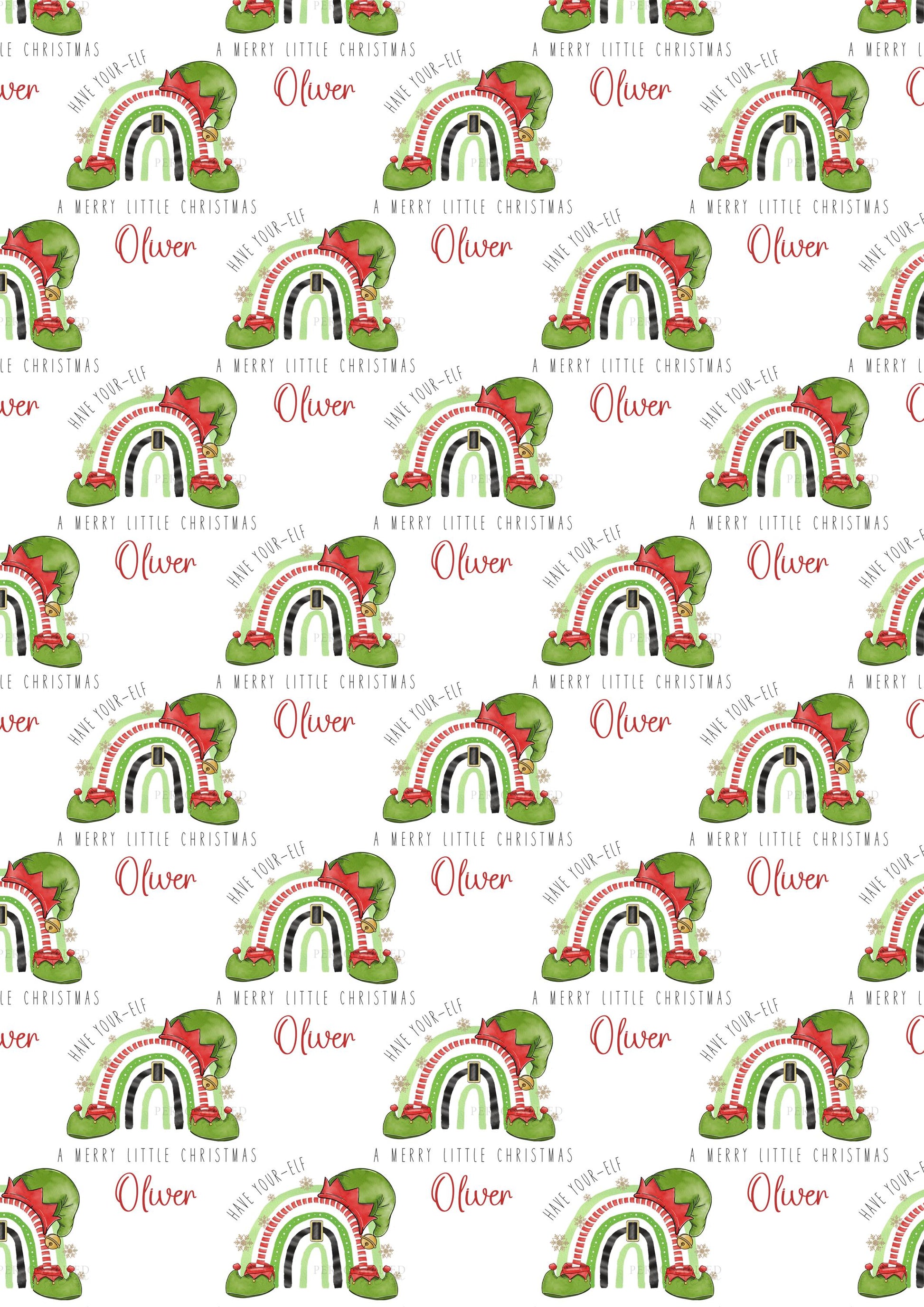 Christmas Elf Gift Wrapping Paper, Personalised Kids Christmas Wrapping Paper, Christmas Gift Wrap for Girls and Boys