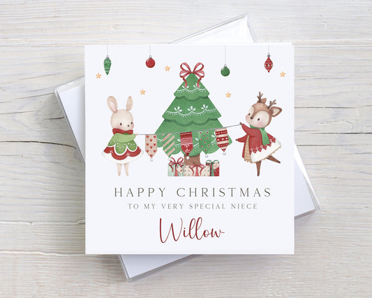 Girl's Christmas Card, Personalised Cute Christmas Card for Daughter, Granddaughter, Sister, Niece, Goddaughter, Special Little Girl