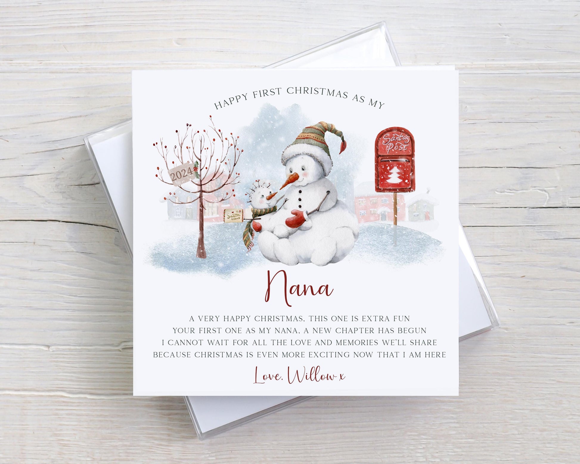 First Christmas as my Granny Card, Personalised 1st Christmas Card for Nan, Nana, Grandma, Great-Granny from Baby Grandson or Granddaughter