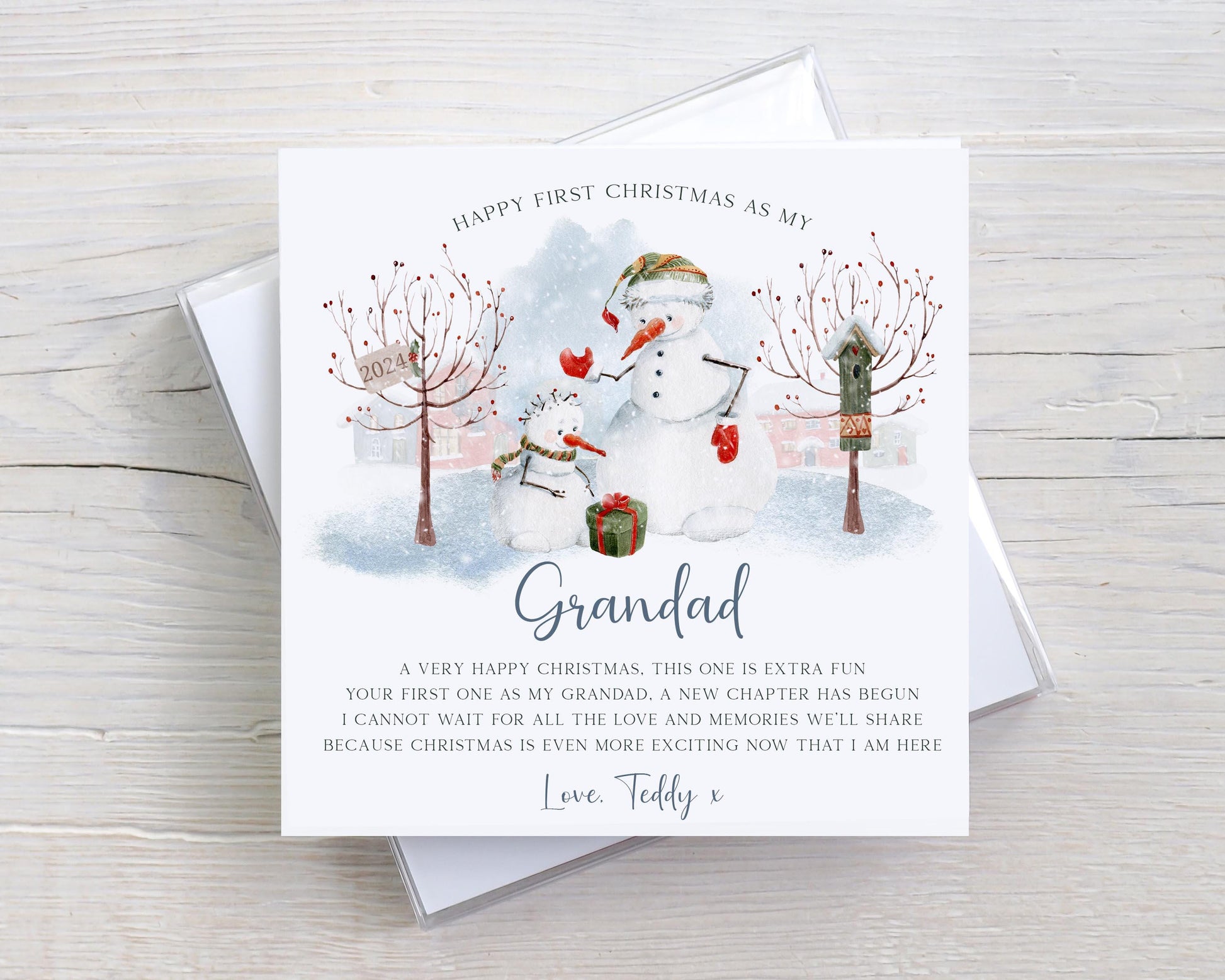 First Christmas as my Grandad Card, Personalised 1st Christmas for Granda, Great-Grandad, Grandpa, Papa, Uncle, Godfather, 1st Xmas Card