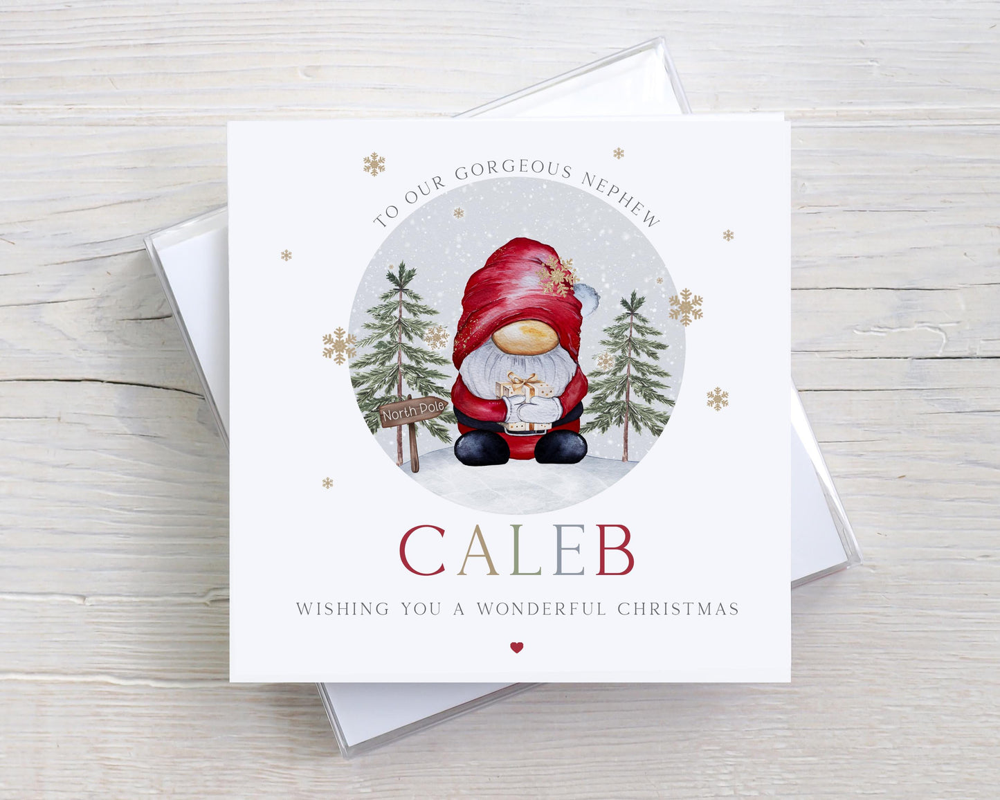 Boy's Christmas Card, Personalised Red Gonk Christmas Card for Son, Grandson, Brother, Nephew, Godson, Special Little Boy