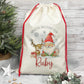 Personalised Santa Sack, Christmas Sack, Christmas Present Sack for Boys & Girls, Christmas Toy Sack with Santa and Reindeer, Xmas Gift Bag