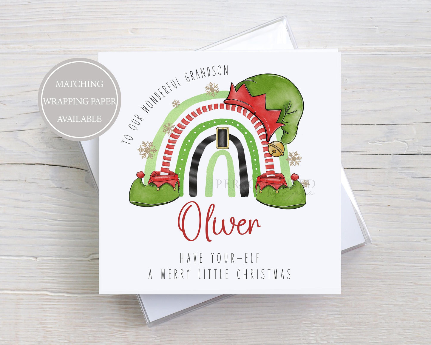 Personalised Elf Christmas Card for Son, Daughter, Grandson, Granddaughter, Nephew, Niece, Godson, Goddaughter, Special Girl, Special Boy