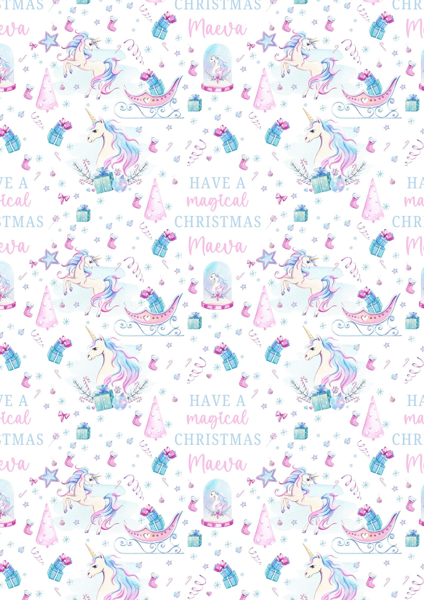 Girl's Unicorn Christmas Card, Personalised Christmas Card for Daughter, Granddaughter, Sister, Niece, Goddaughter, Special Little Girl