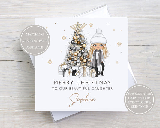 Personalised Girl's Christmas Card, Christmas Card for Daughter, Granddaughter, Niece, Goddaughter, Special Girl, Custom Girl's Xmas Card