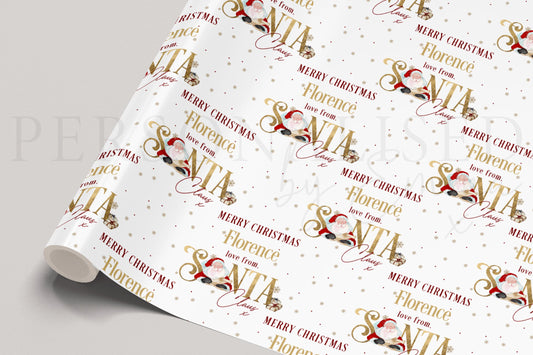 Kids Christmas Gift Wrapping Paper, Personalised Christmas Gift Wrap from Santa Claus for Boys and Girls, Gift from Santa Wrapping Paper