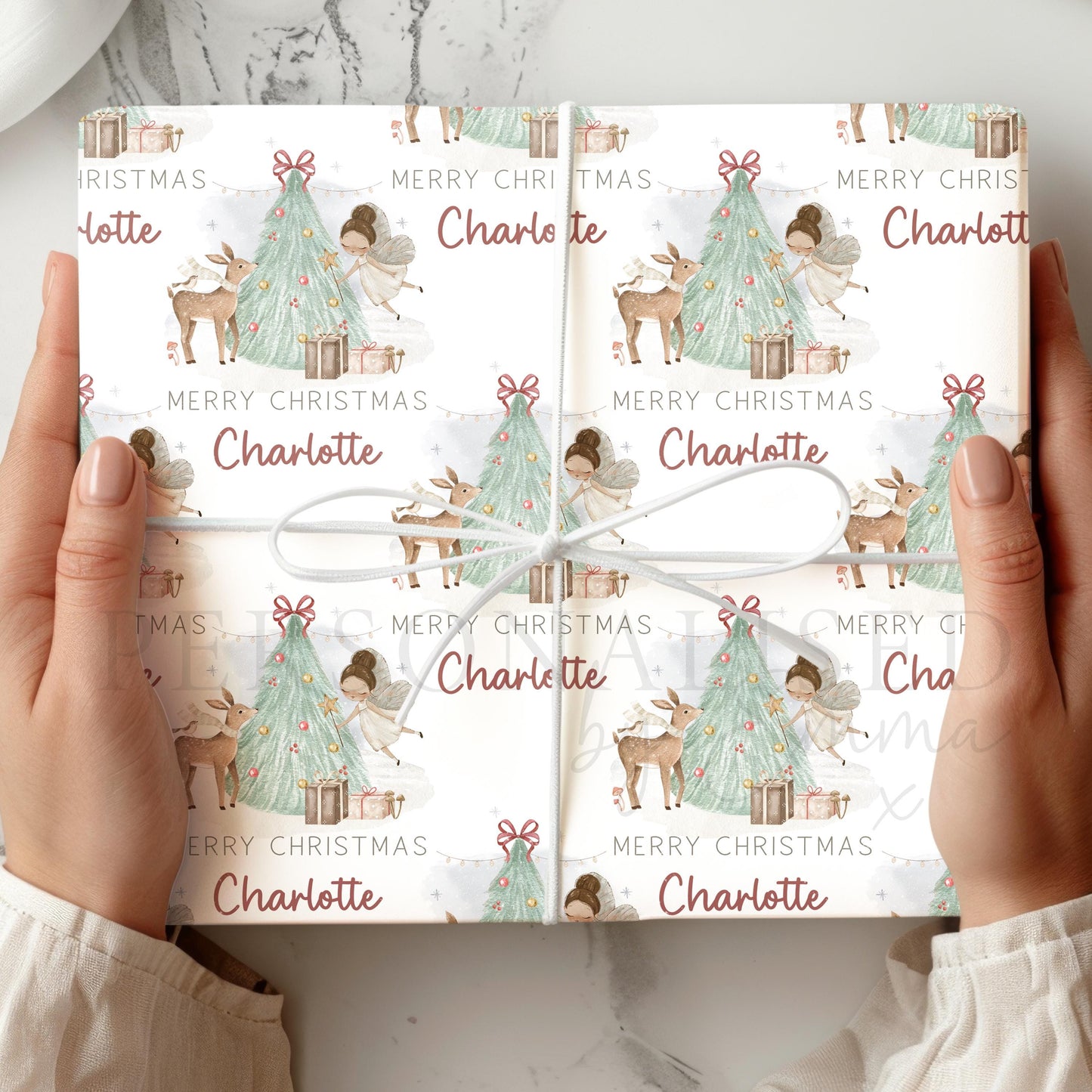 Girl's Christmas Gift Wrapping Paper, Personalised Girl's Christmas Wrapping Paper, Fairy Christmas Gift Wrap for Her, Magical Christmas