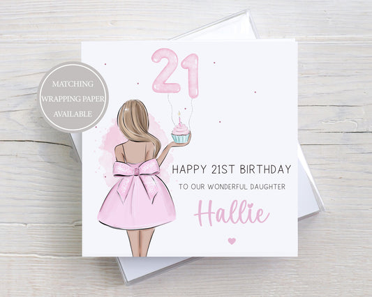 Personalised Milestone Birthday Card, Custom 16th 18th 21st 30th Birthday Card for Daughter, Granddaughter, Sister, Niece, Friend