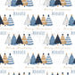 Christmas Gift Wrapping Paper for Her, Personalised Xmas Wrapping Paper Roll, Blue and Gold Christmas Trees, Gift Wrap for Her