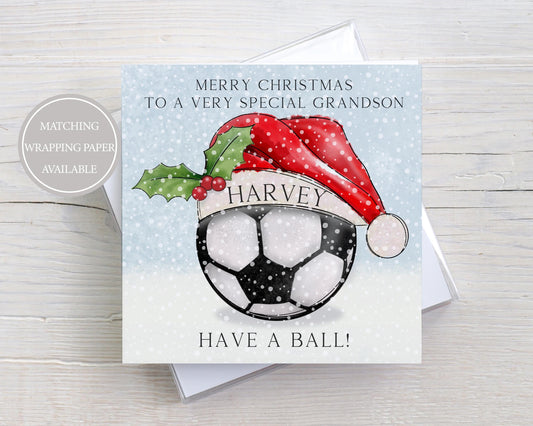 Football Christmas Card, Personalised Football Christmas Card for Son, Grandson, Brother, Nephew, Godson, Special Little Boy