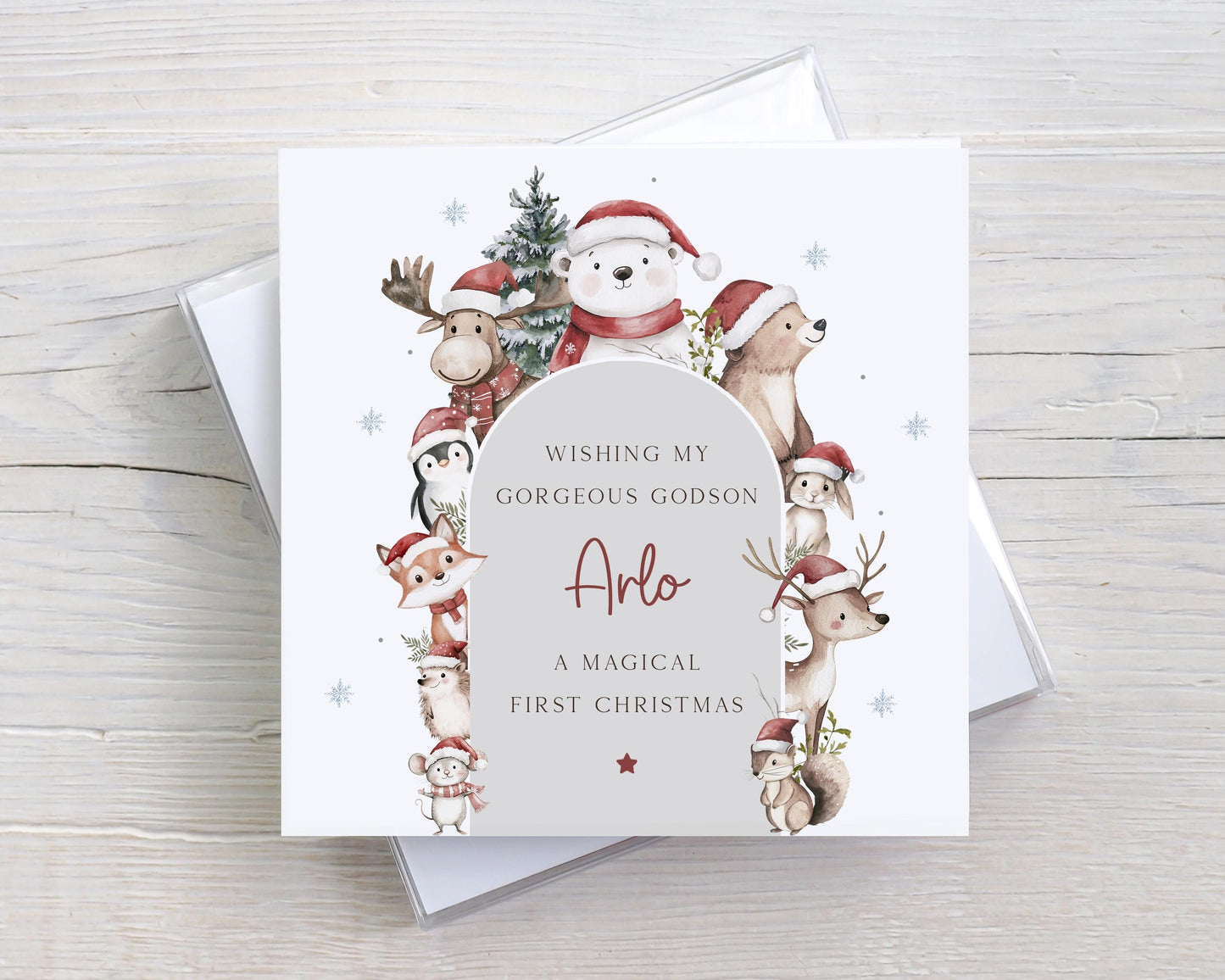 Baby Boy's First Christmas Card, Personalised Boy's 1st Christmas Card for Son, Grandson, Great-Grandson, Nephew, Godson, Special Little Boy