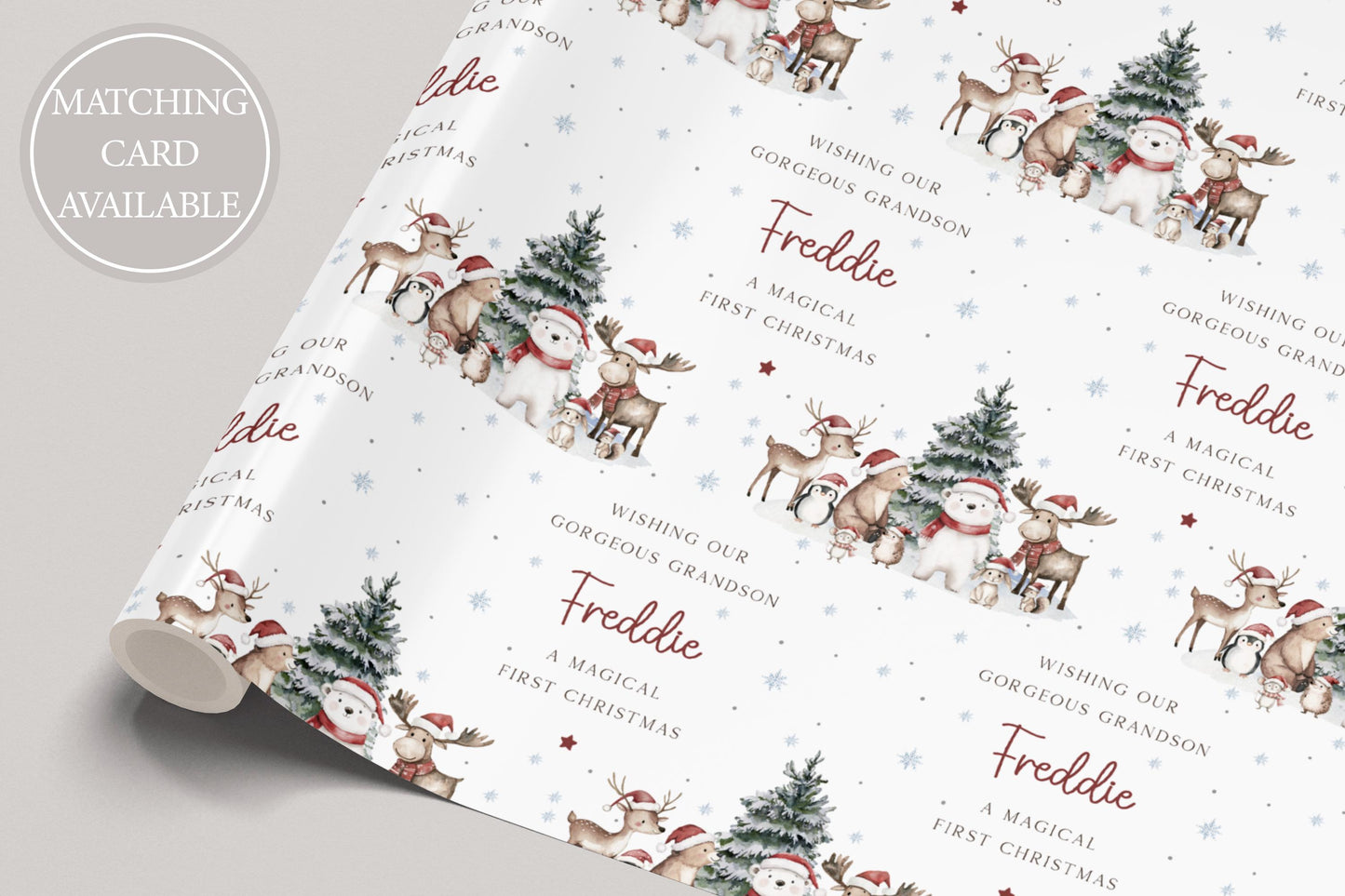 First Christmas Gift Wrapping Paper, Personalised Boy's 1st Christmas Wrapping Paper for Son, Grandson, Nephew, Godson, Special Little Boy