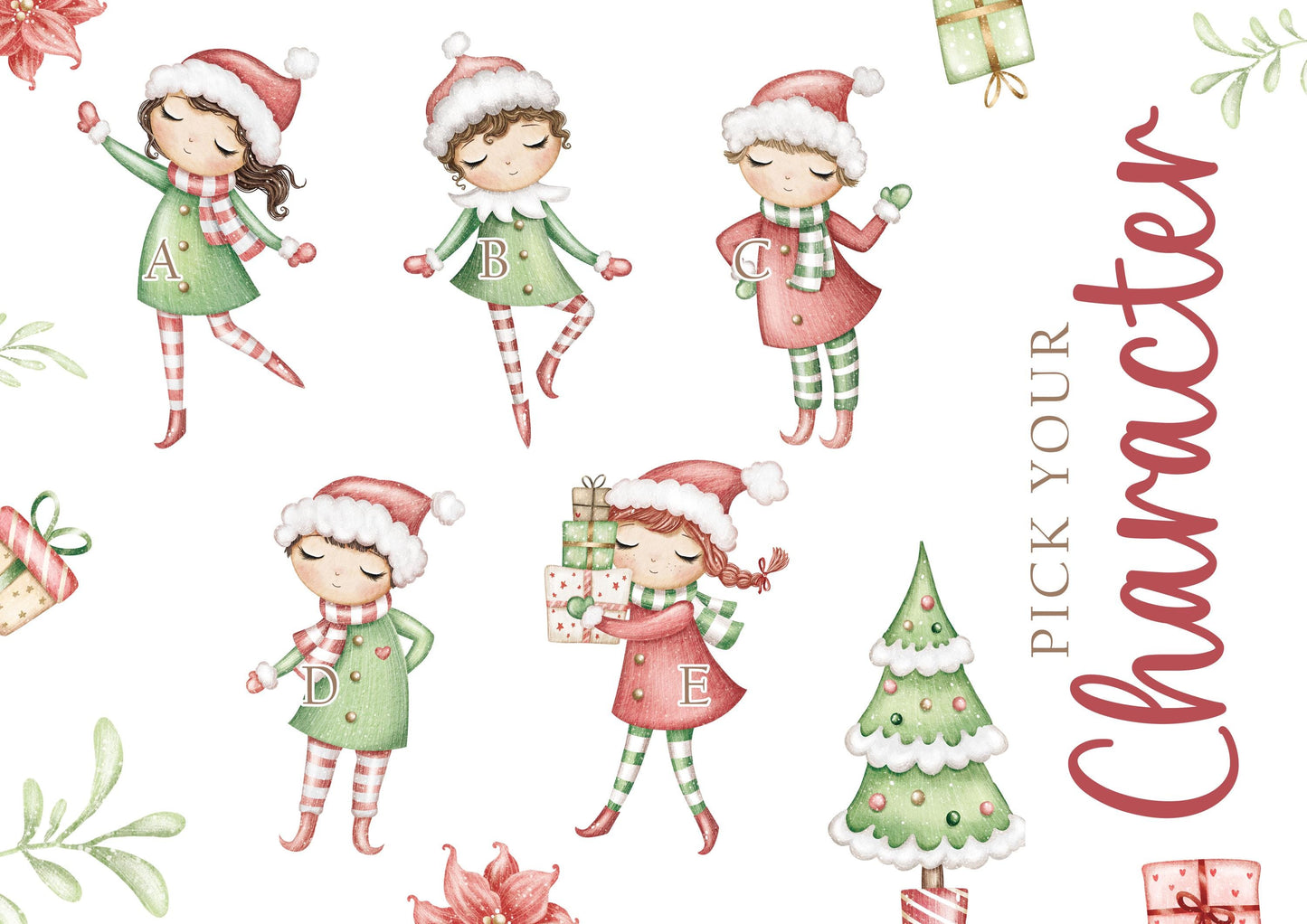 Personalised Girls Christmas Card, Christmas Card for Daughter, Granddaughter, Niece, Goddaughter, Special Little Girl, Different Character