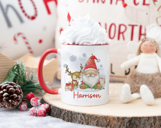 Personalised Christmas Mug, Red Santa and Reindeer Christmas Mug, Christmas Movie Mug, Hot Chocolate Mug, Christmas Eve Box, Stocking Filler