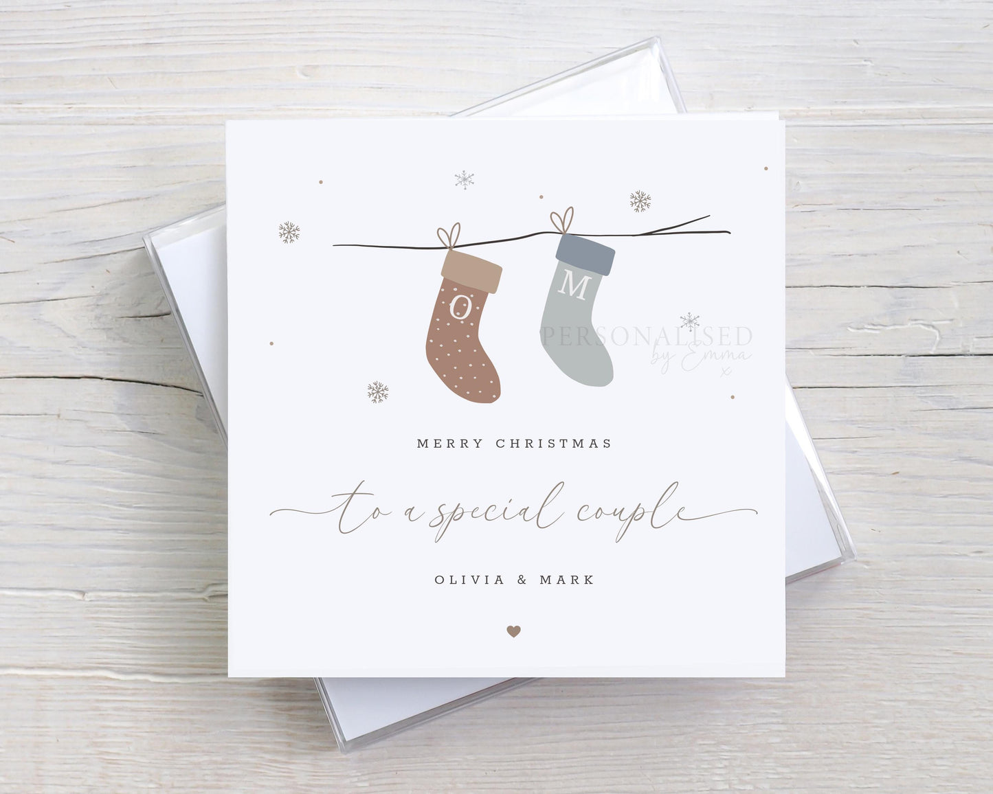 Personalised Christmas Card for a Special Couple, to a Special Family, to All of You, to Both of You, Couple/Family Stockings Xmas Card