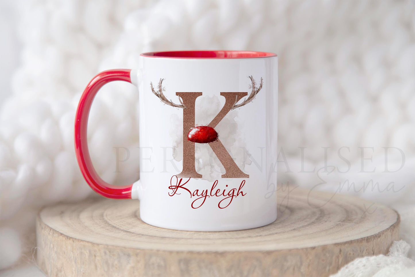 Personalised Christmas Mug, Red Reindeer Initial Mug, Christmas Movie Mug, Hot Chocolate Mug, Christmas Eve Box, Secret Santa Gift, Xmas Mug