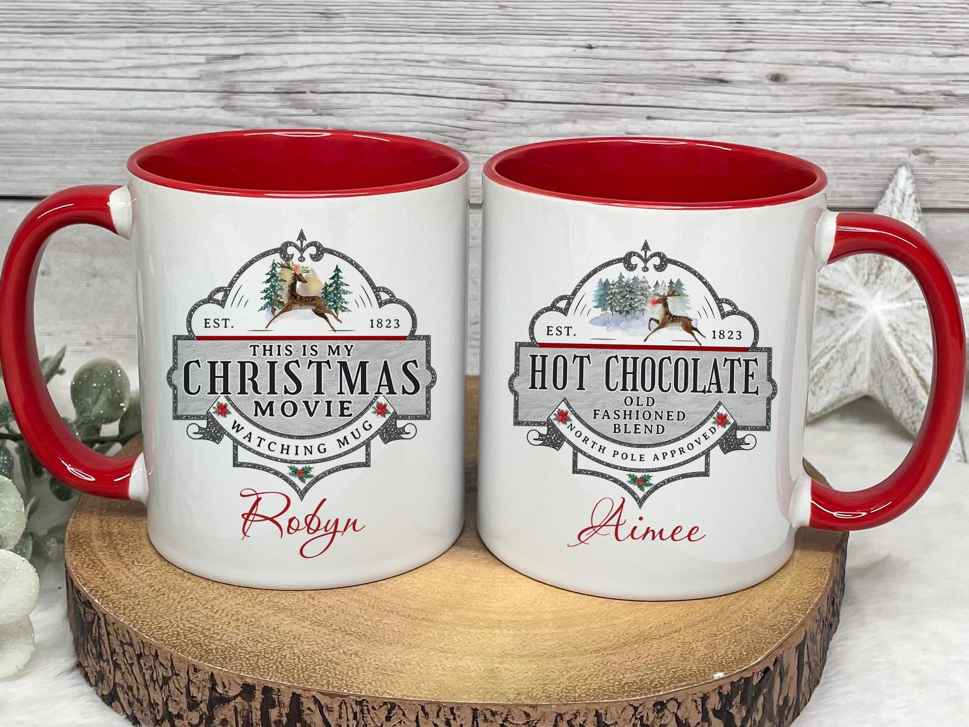 Personalised Christmas Mug, Red Hot Chocolate or Christmas Movie Watching Mug, Christmas Eve Box, Secret Santa Gift, Family Christmas Mugs