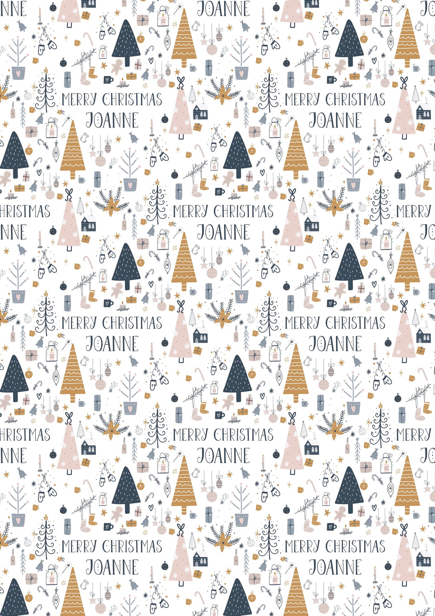 Christmas Gift Wrapping Paper for Her, Personalised Xmas Wrapping Paper for Mum, Daughter, Granddaughter, Sister, Friend, Boho Xmas Design