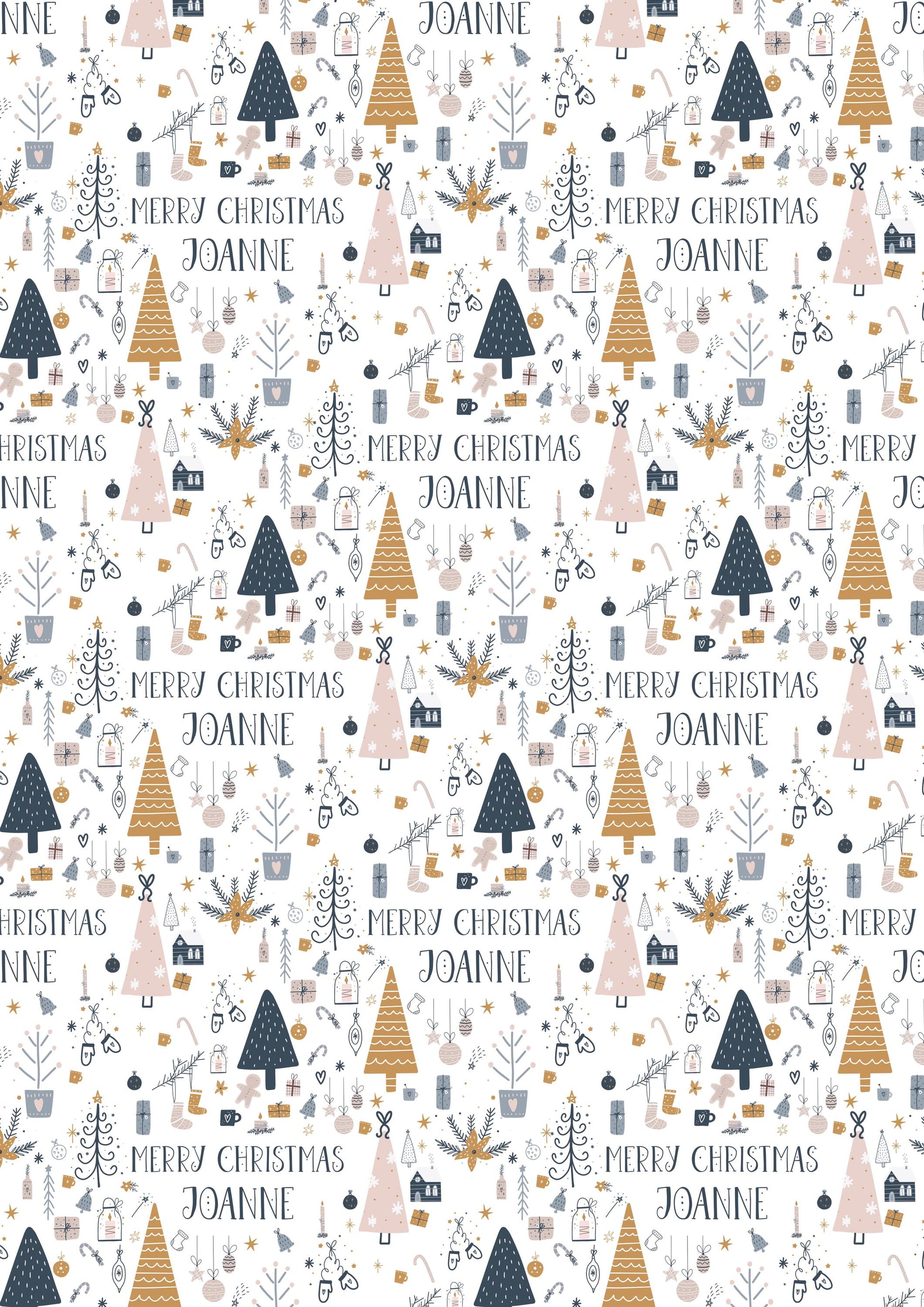 Christmas Gift Wrapping Paper for Her, Personalised Xmas Wrapping Paper for Mum, Daughter, Granddaughter, Sister, Friend, Boho Xmas Design