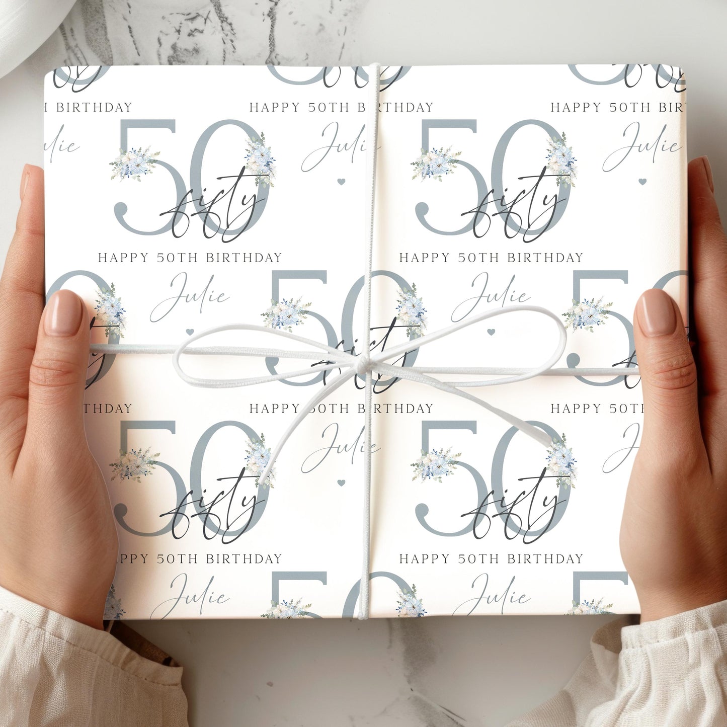 Birthday Gift Wrapping Paper for Her, Personalised Milestone Birthday Gift Wrap - 21st 30th 40th 50th 60th Any Age Birthday Gift Wrap