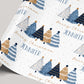 Christmas Gift Wrapping Paper for Her, Personalised Xmas Wrapping Paper Roll, Blue and Gold Christmas Trees, Gift Wrap for Her