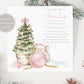 Baby Girl's Pink First Christmas Card, Personalised Girl's 1st Christmas Card for Daughter, Granddaughter, Niece, Goddaughter, Cute Mouse