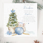 Baby Boy's Blue First Christmas Card, Personalised Boy's 1st Christmas Card for Son, Grandson, Nephew, Godson, Cute Mouse on Blue Bauble