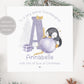 Girl's Christmas Card, Personalised Christmas Card for Daughter, Granddaughter, Niece, Goddaughter, Special Girl, Cute Penguin on Bauble