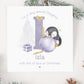 Girl's Christmas Gift Wrapping Paper, Personalised Girl's Penguin Christmas Wrapping Paper for Daughter, Granddaughter, Lilac Xmas Gift Wrap