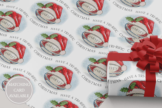 Christmas Rugby Gift Wrapping Paper, Personalised Rugby Christmas Wrapping Paper, Christmas Gift Wrap for Rugby Fan, Gift Wrap for Her Him