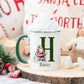 Personalised Santa Alphabet Mug, Red or Green Santa Mug, Family Christmas Mugs, Couple Christmas Mugs, Christmas Gift for Her for Him